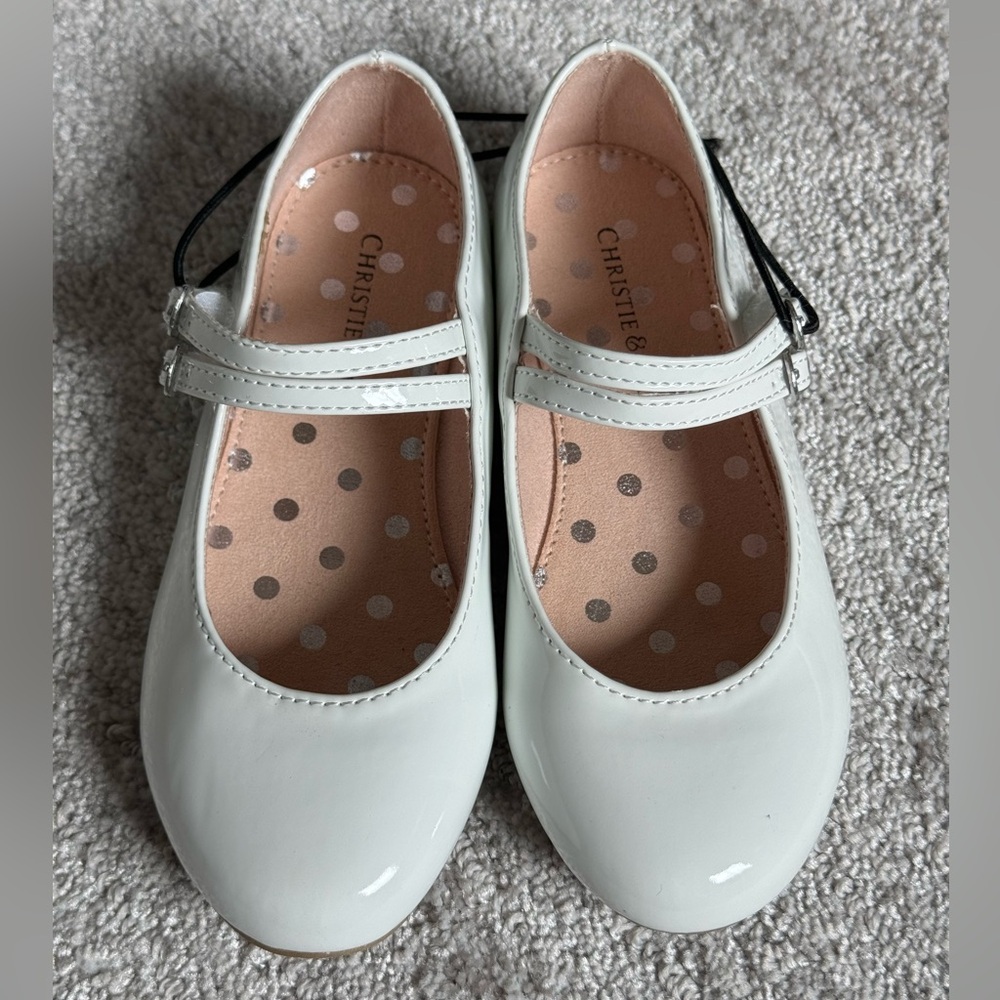 NEW Christie & Jill Mary Jane White Patent Velcro Shoes Toddler Girl Size 11